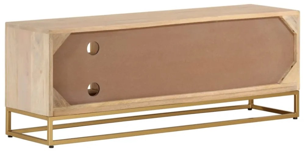 tömör mangófa és vas TV-szekrény 110 x 30 x 40 cm
