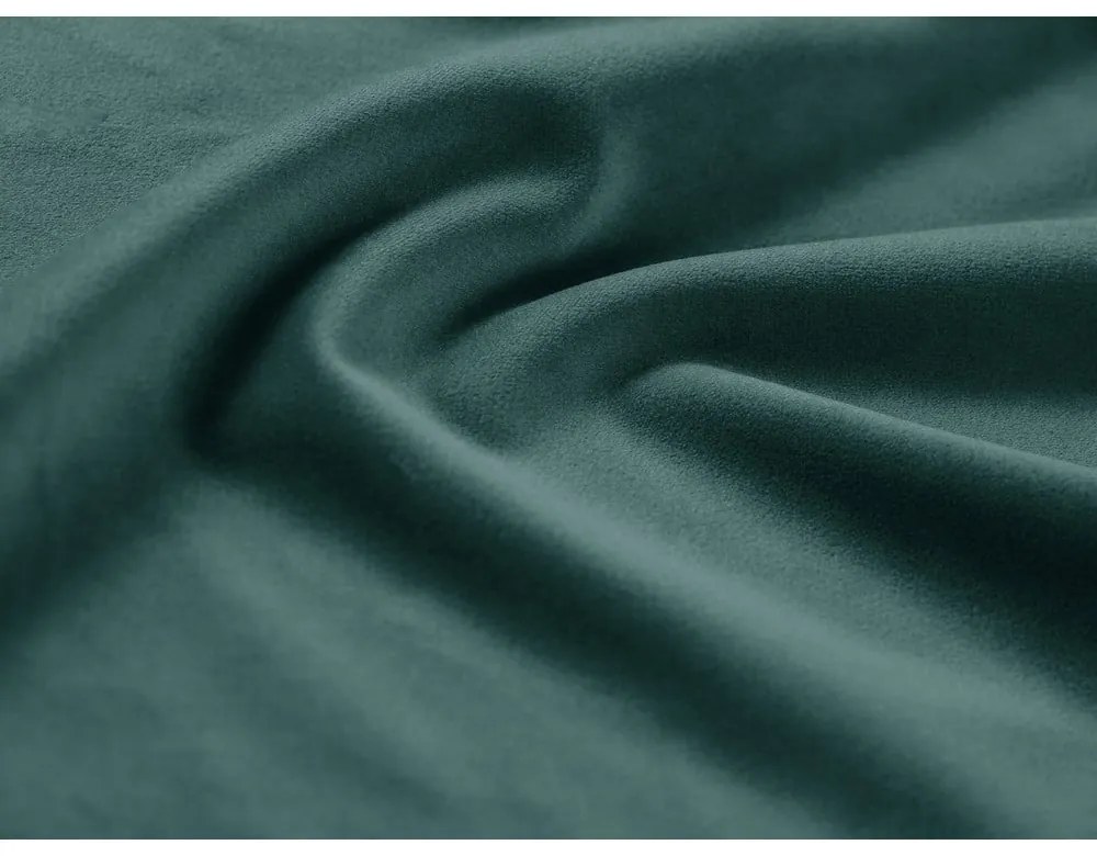 Petróleum színű bársony kinyitható tárolóhelyes sarokkanapé (bal oldali-heverő résszel) Kyoto – Cosmopolitan Design