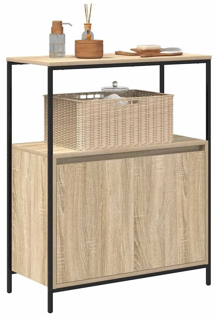 tölgy színű fürdőszobaszekrény polcokkal 76,5x35x95 cm