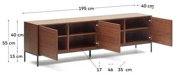 Natúr színű TV-állvány diófa dekorral 195x55 cm Vedrana – Kave Home
