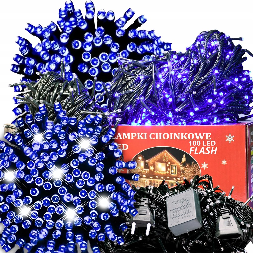 Karácsonyfa Fényfüzér 100 Led Kék Fix Vaku Karácsonyi Kék