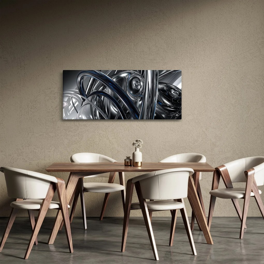 Kék és szürke absztrakció kép (120x50 cm)