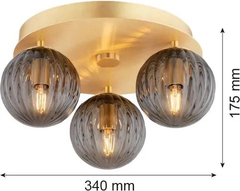 ARGON 6308 PALOMA Glamour Mennyezeti Lámpa Füstös, Csiszolt Sárgaréz E14 IP20
