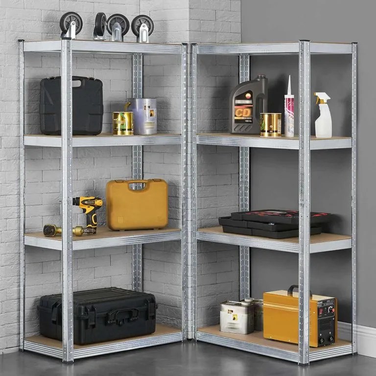 Easy tároló polc készlet 2 db 4 polcos fém és MDF 160x80