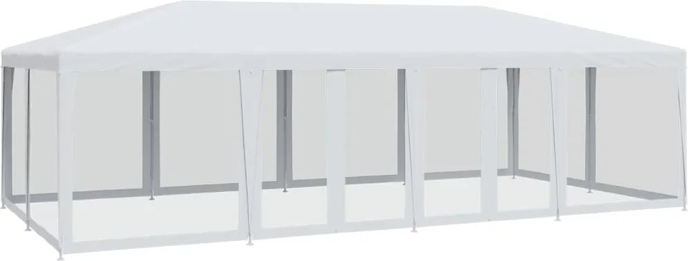 vidaXL fehér HDPE rendezvénysátor 12 hálós oldalfallal 8 x 4 m