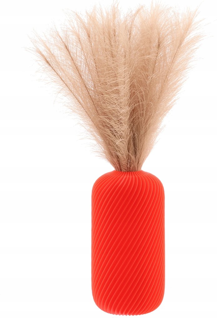 Váza művirág üveg 3D piros magas 25cm dekoratív műanyag