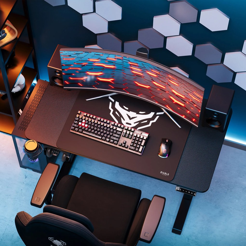 Elektromosan magasságban állítható íróasztal 110 cm fekete: Diablo X-Tensio 1100