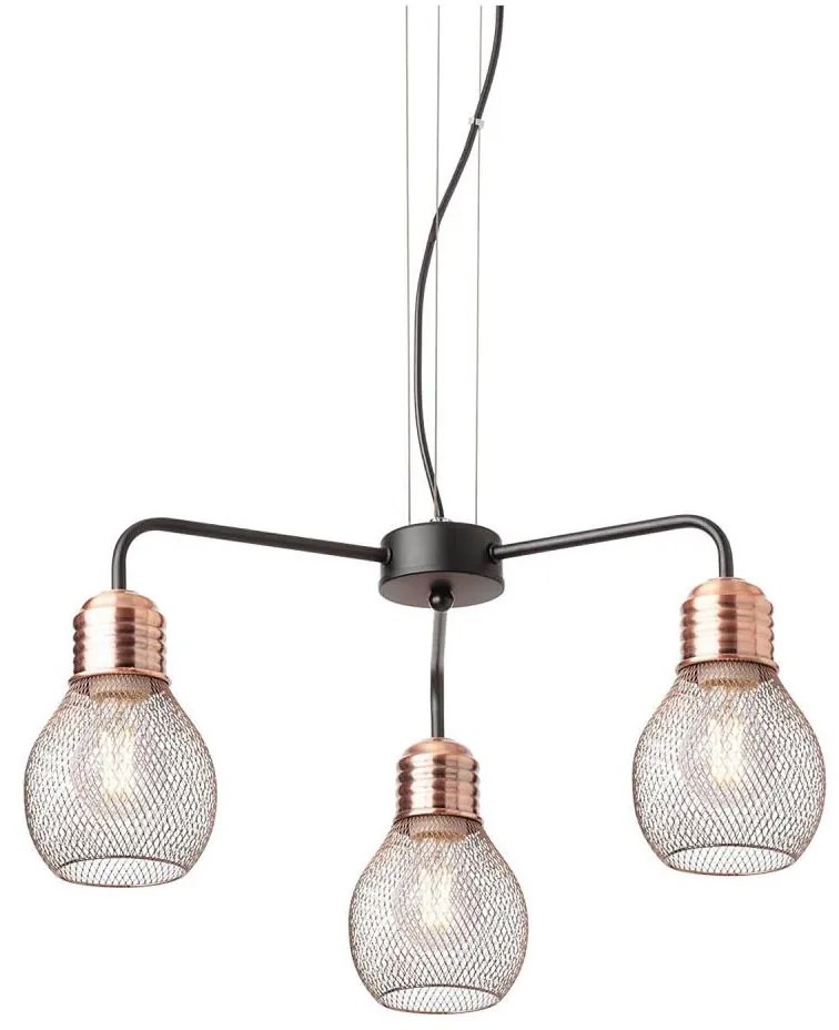 Redo 01-1579 - Kábelen függő EDISON csillár 3xE27/42W/230V átm. 53 cm fekete/réz