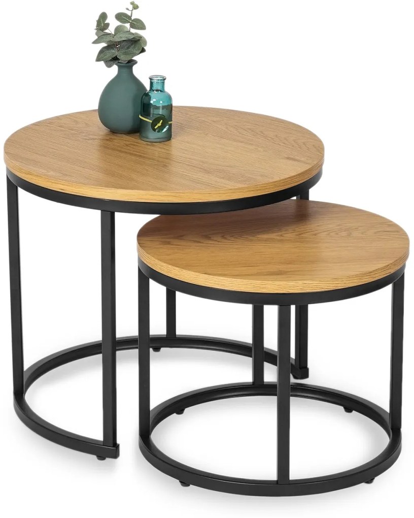 Dohányzóasztal Szett Aranytölgy Színben DELIA