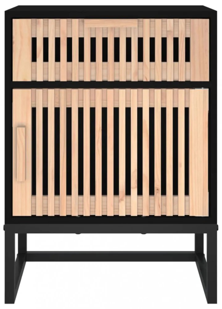 fekete szerelt fa és vas éjjeliszekrény 40 x 30 x 55,5 cm