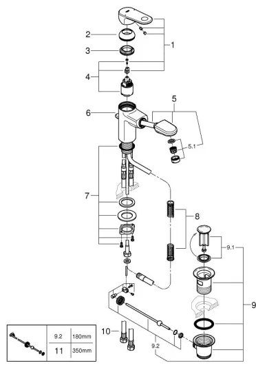 GROHE 33155002 - EUROPLUS mosdócsaptelep DN 15, fényes króm