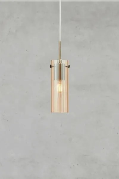 Markslöjd 109015 - Kábeles függőlámpa TIBIA 1xE14/40W/230V füstös bézs/sárgaréz
