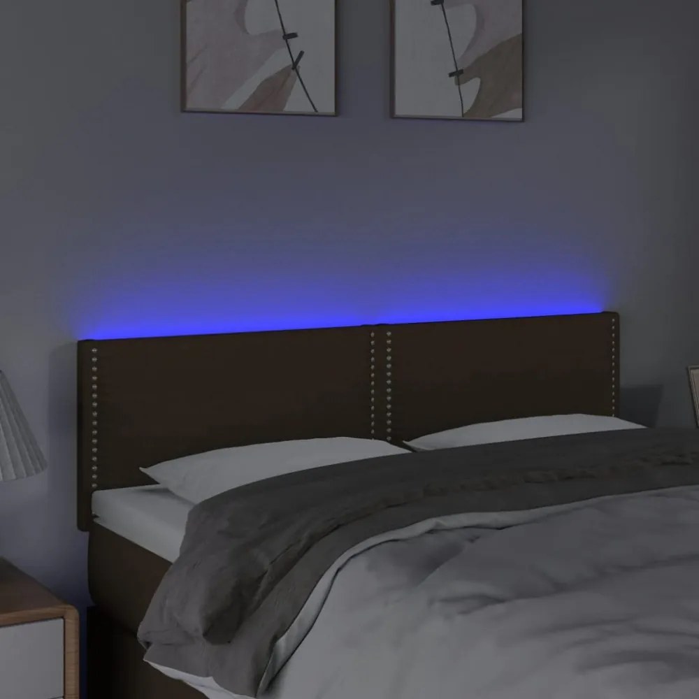 sötétbarna szövet LED-es fejtámla 144x5x78/88 cm