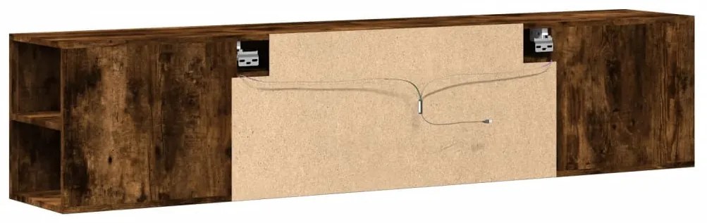 füstös tölgy színű fali TV-szekrény LED-del 180 x 31 x 39,5 cm