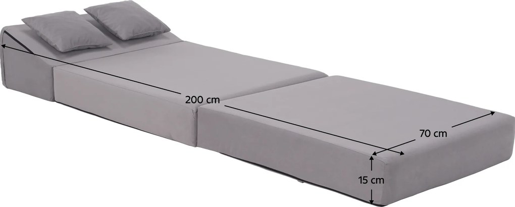 Összecsukható matrac/fotel, 2v1, világosszürke, PELOS