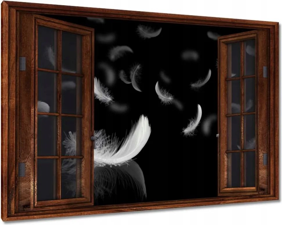 Vászonkép 90x60 Hulló fehér tollak