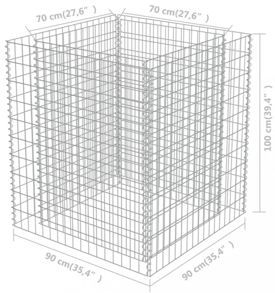 horganyzott acél gabion magaságyás 90 x 90 x 100 cm