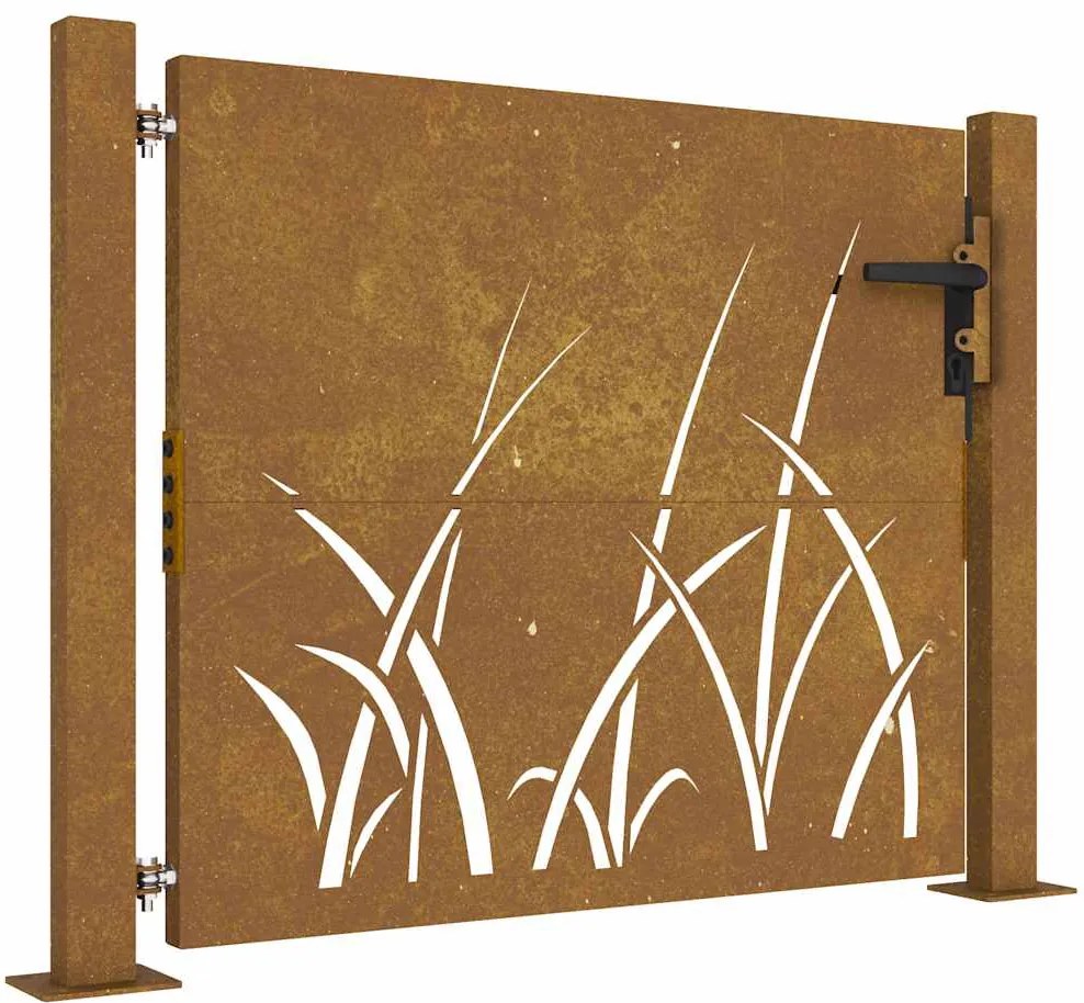 vidaXL Corten acél kerti kapu 100x75 cm, fűmintás