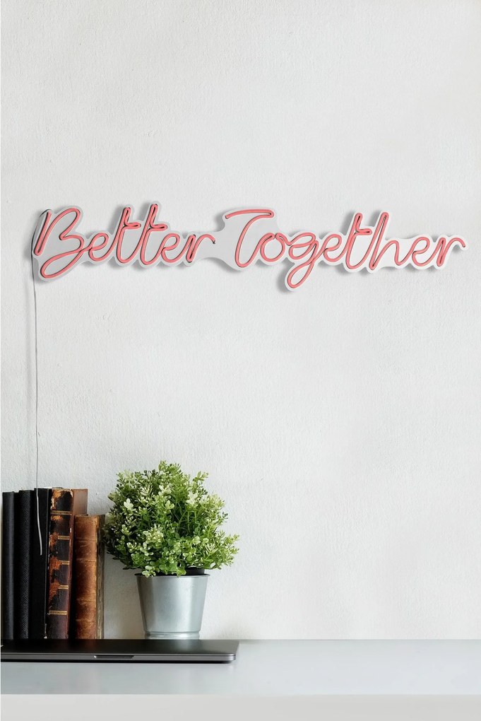 Műanyag LED-es fali dekoráció, Better Together - Pink