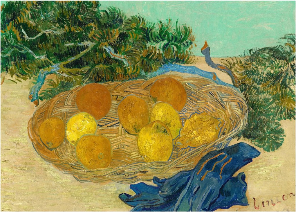 Kép - Vincent van Gogh, Still Life of  Oranges and Lemons with  Blue Gloves, reprodukciók (70x50 cm)