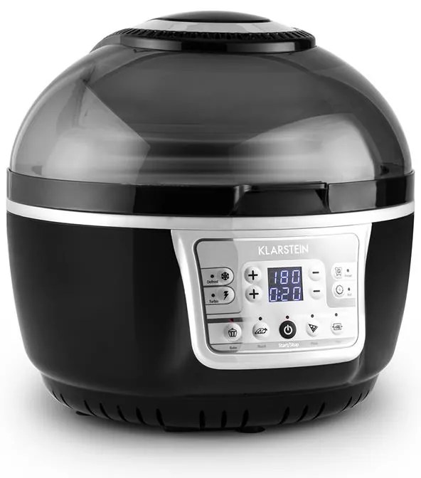 Klarstein VitAir Turbo, forrólevegős fritőz, 1400 W, 10 L, szürke-fekete