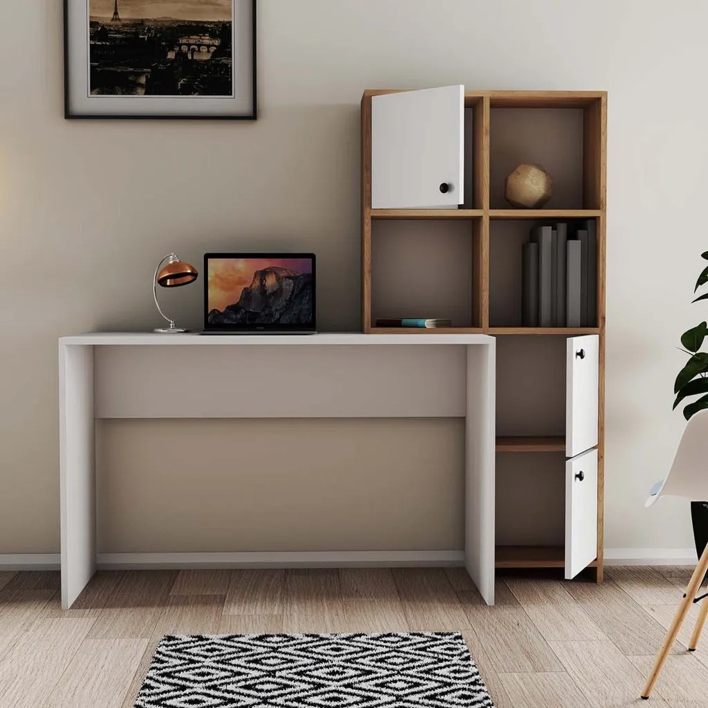 Polcos íróasztal tárolóval 110x78x152cm fehér FUR1238-1