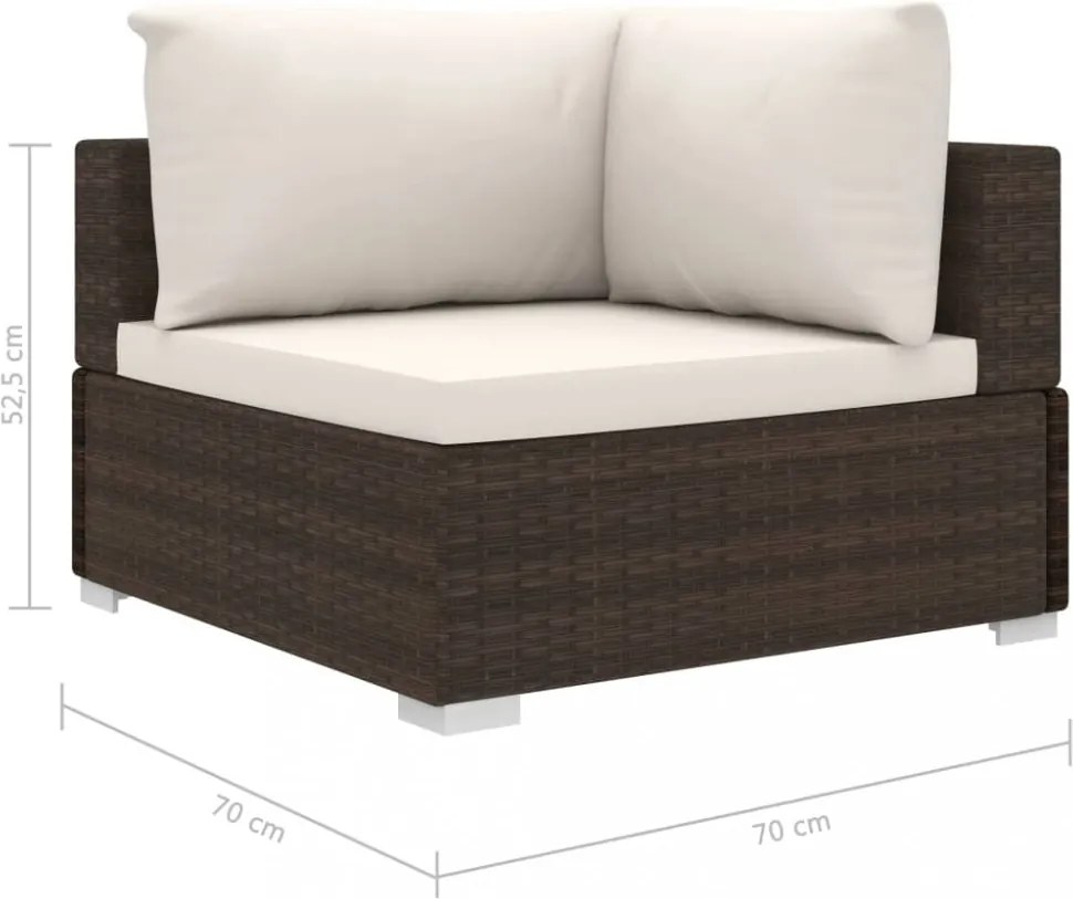 11 részes barna polyrattan kerti bútorszett párnákkal