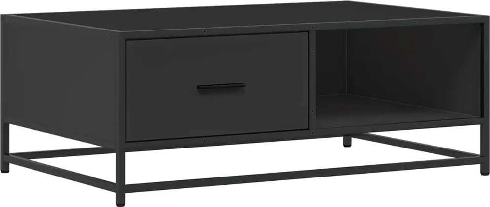 vidaXL fekete szerelt fa és fém dohányzóasztal 90 x 57 x 35 cm