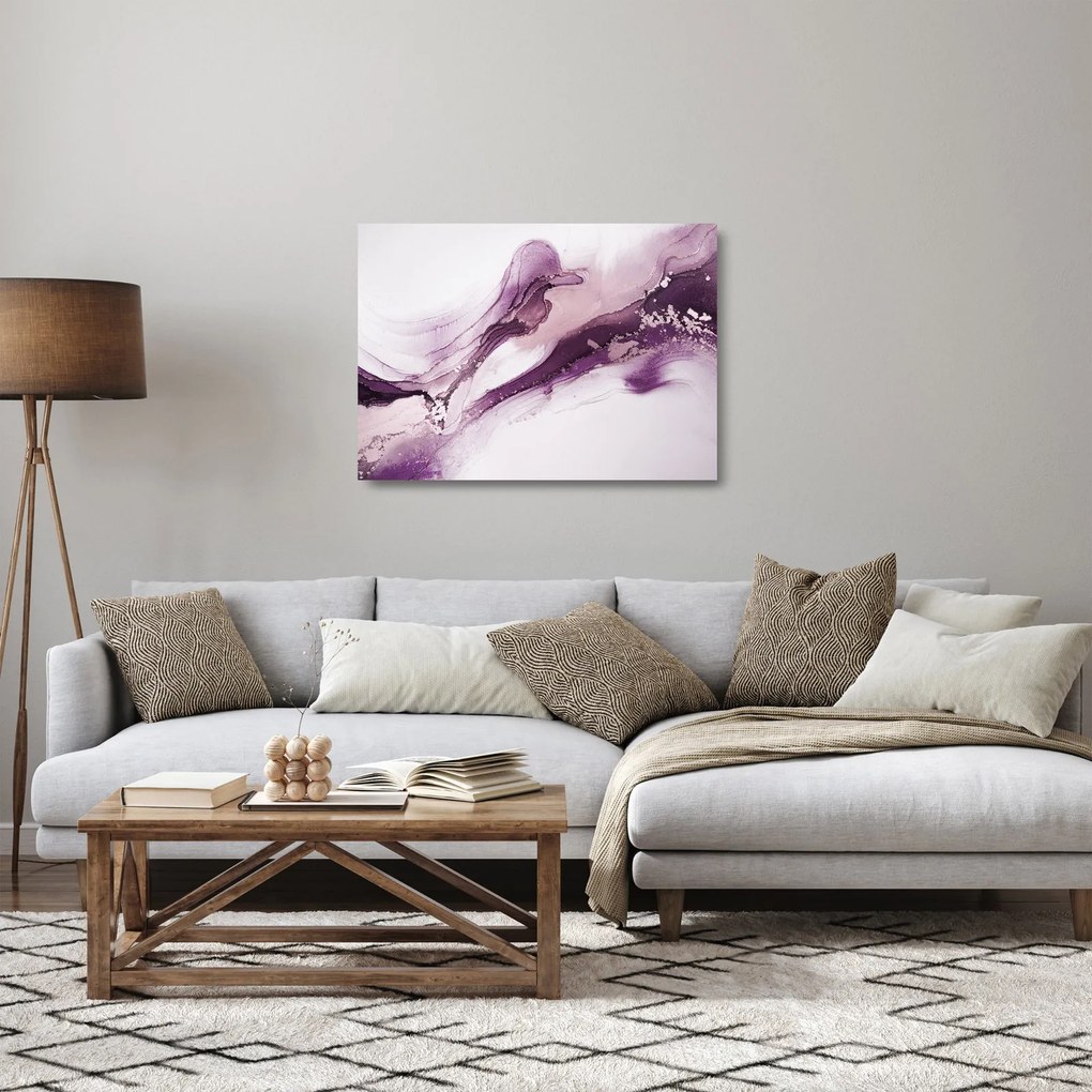 Üveg kép - Lila folyadék művészet (70x50 cm)