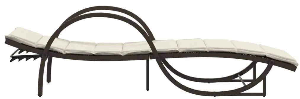 2 db barna polyrattan napozóágy párnával