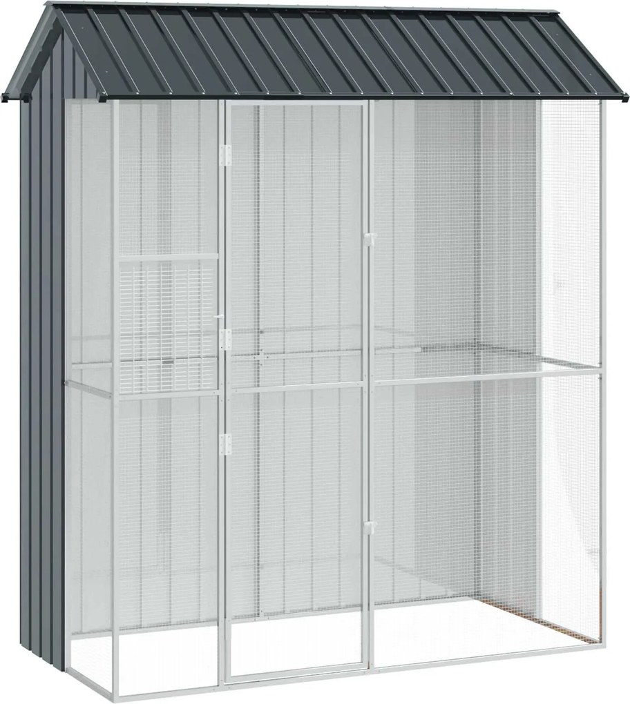 vidaXL Madár kalitka Antracit 215 x 110 x 247 cm Horganyzott acél