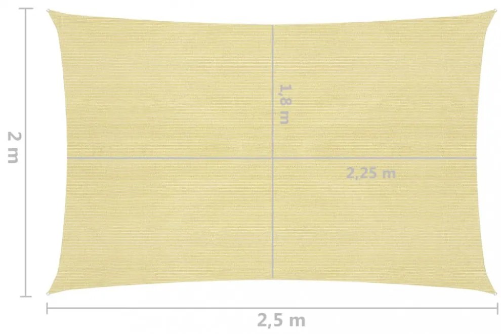 bézs HDPE napvitorla 160 g/m² 2 x 2,5 m