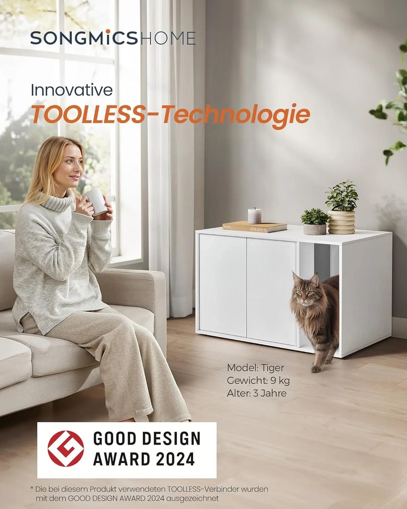 SONGMICS macskaalom-szekrény hófehér színben