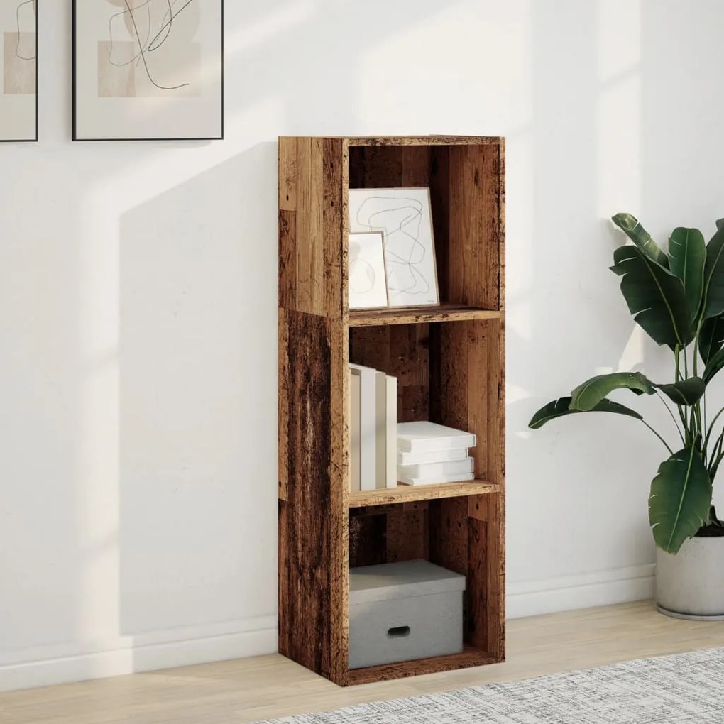 antik fa színű szerelt fa könyvespolc 40 x 30 x 114 cm