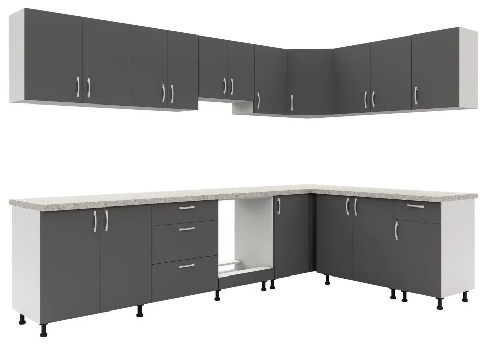 Benita 1 ajtós Felső konyhaszekrény Antracit-Fehér 40x30x60 cm