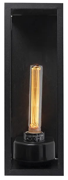 Modern téglalap alakú kültéri fali lámpa fekete üveggel - Rotterdam Long