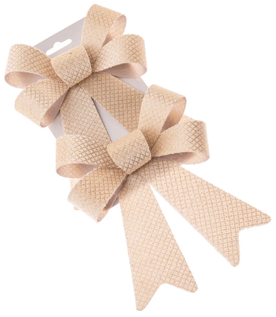 Karácsonyi masni szett 14 x 20 cm, krém színű, 2db, 14 cm