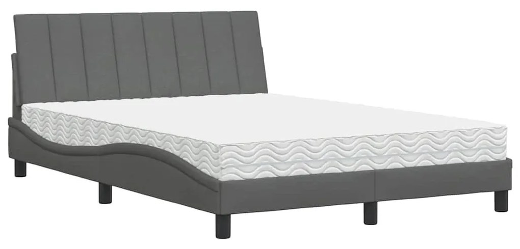 sötétszürke szövet ágy matraccal Hanko 140x190 cm