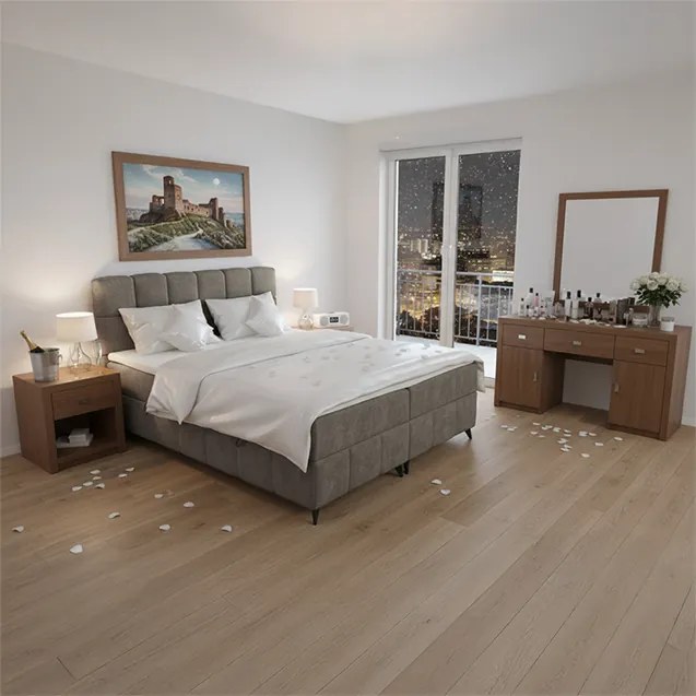 Boxspring ágy, 160x200, barnásszürke taupe, ALMA