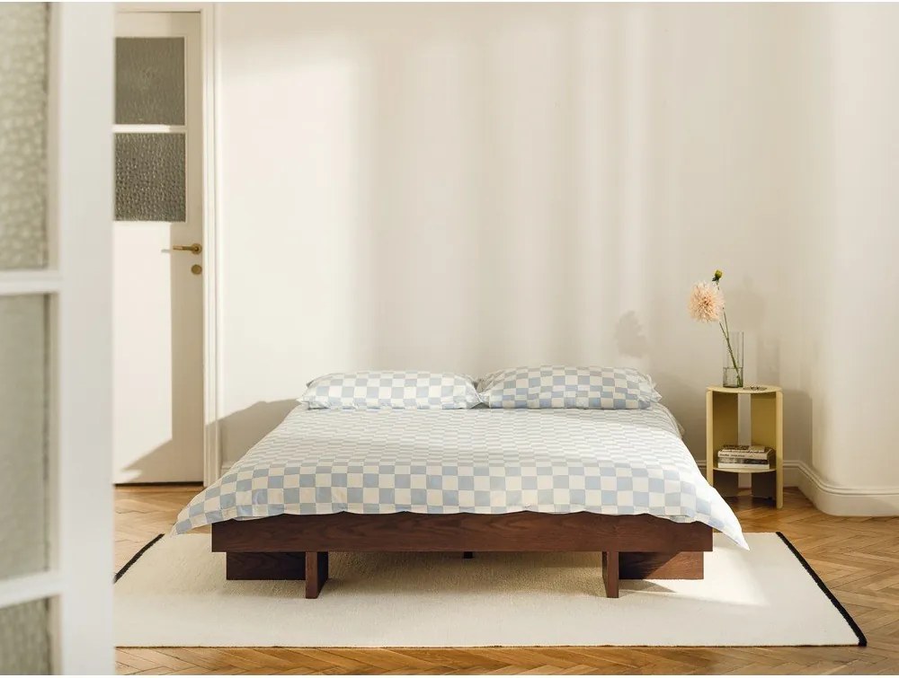 Barna MDF franciaágy ágytámla nélkül ágyráccsal 180x200 cm kőrisfa dekorral Kito – noo.ma