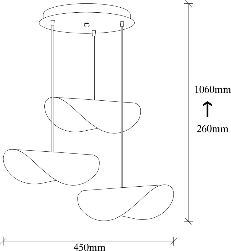 Sivani MR-964 fehér-arany fém függőlámpa, Ø45 cm, 3 izzós