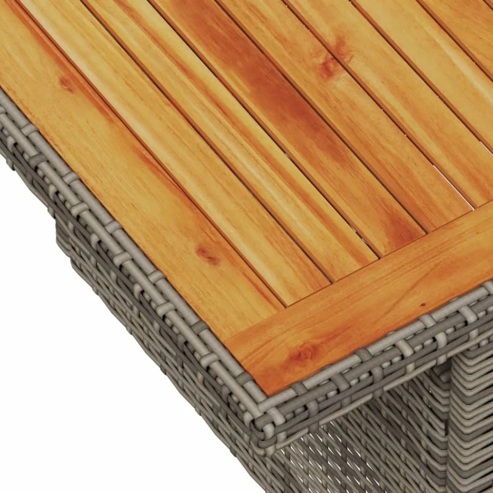 szürke polyrattan és akácfa kerti asztal 100 x 55 x 73 cm
