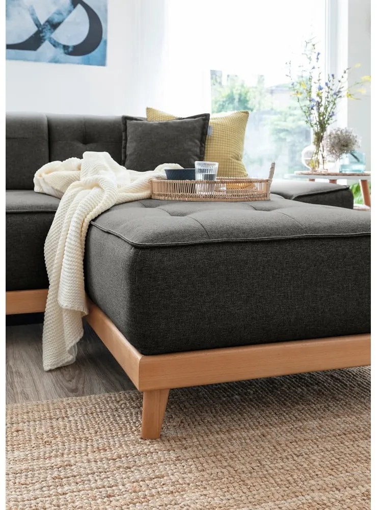 Dazzling Daisy sötétszürke kinyitható U alakú kanapé, bal oldalas - Miuform