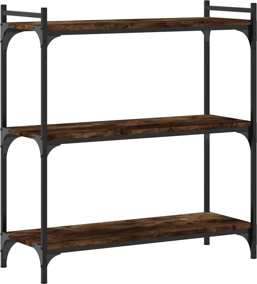 vidaXL 3 szintes füstös tölgy színű szerelt fa könyvespolc 80x30x86 cm