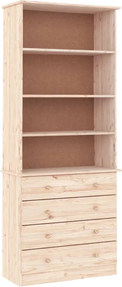 vidaXL ALTA tömör fenyőfa fiókos könyvszekrény 77x35x186,5 cm