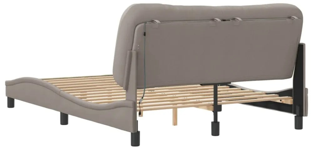 tópszínű szövet ágykeret LED-ekkel matrac nélkül Hvar 140 x 200 cm