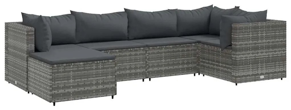 6 részes szürke polyrattan kerti ülőgarnitúra párnákkal
