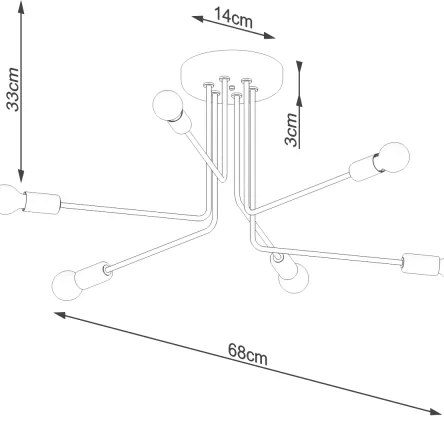 Sollux SL.1452 - Csillár rúdon NORAH 6xE27/15W/230V fekete