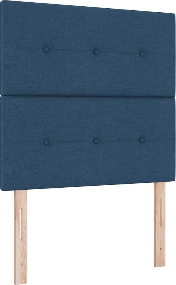 vidaXL Magasságállítható ágyfej fejtámlával Kék 80 cm szövet