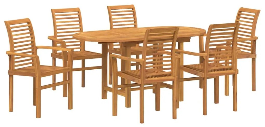 vidaXL Kert étkező szett 7 pcs Barna Tömör Teakfa